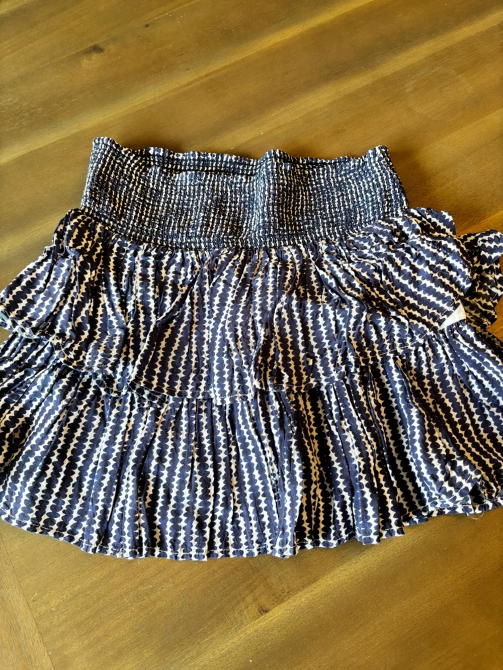 Vineyard Vines Navy and White Tiered Smocked Mini Skirt